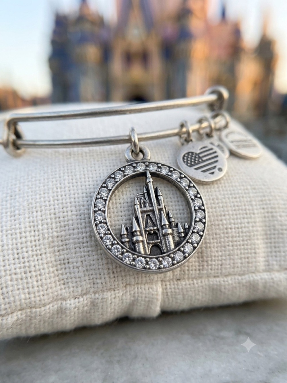 Disney x ALEX AND ANI Silver Castle Bangle Bracelet - Park Exclusive